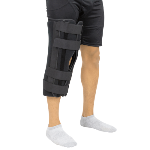 Lateral view of the Coretech 830 Tri-Panel Knee Immobilizer