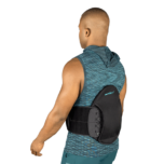 Coretech 631 lumbar brace LSO with male model wearing it, view from the back left