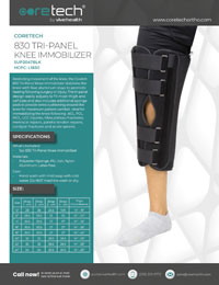 Cover of Product Brochure for SUP2047BLK 830 Tri-Panel Knee Immobilizer.