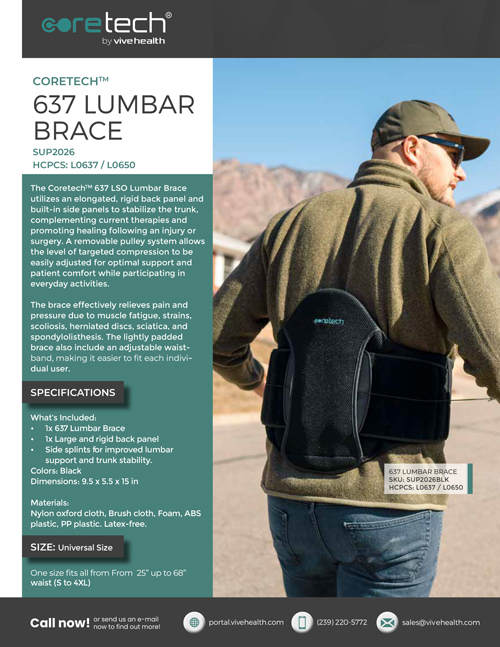 637 Lumbar Brace Product Brochure, for SUP2026 - HCPCS L0637 L0650