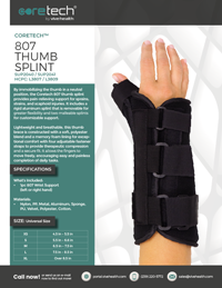 Cover of Product Brochure for SUP2040 - SUP2041 807 Thumb Splint.
