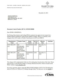 PDAC Letter of HCPCS L4360 and L4361 for the Coretech SUP2029BLK 360 Walker Short