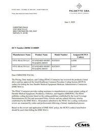 PDAC Letter of HCPCS L4386 and L4387 for the Coretech SUP2035 386 Short Walker Boot