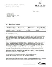 PDAC Letter of HCPCS L1930 for the Coretech SUP2036 930 AFO (Left)