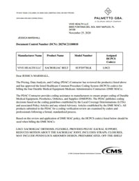 PDAC Letter of HCPCS L0621 for the Coretech SUP2057BLK 621 SI Belt