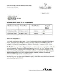 PDAC Letter of HCPCS L1832 and L1833 for the Coretech SUP2062BLK 833 Knee Brace