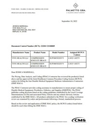 PDAC Letter of HCPCS L1832 - A9273 and L1833 - A9273 for the Coretech SUP3005 Compression Knee Ice Brace