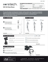 Billing Sheet cover for SUP2027 843 OA Knee Brace.