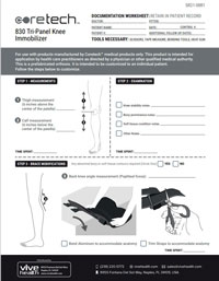 Billing Sheet cover for SUP2047 830 Tri-Panel Knee Immobilizer.