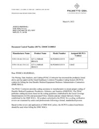 PDAC Letter of HCPCS L0627 and L0642 for the Coretech SUP2048BLK 627 Lumbar Brace