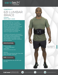 Cover of Product Brochure for SUP2025 631 Lumbar Brace.