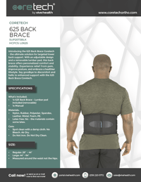 Cover of Product Brochure for SUP2073BLK 625 Back Brace.