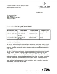 PDAC Letter of HCPCS L0631 and L0648 for the Coretech SUP2025 631 Lumbar Brace LSO