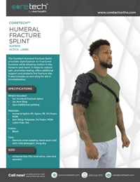Cover of Product Brochure for SUP3015 Humeral Fracture Splint.