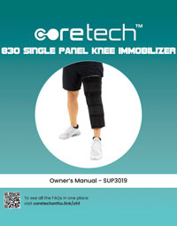 830 Single Panel Knee Immobilizer manual cover SUP3019BLK